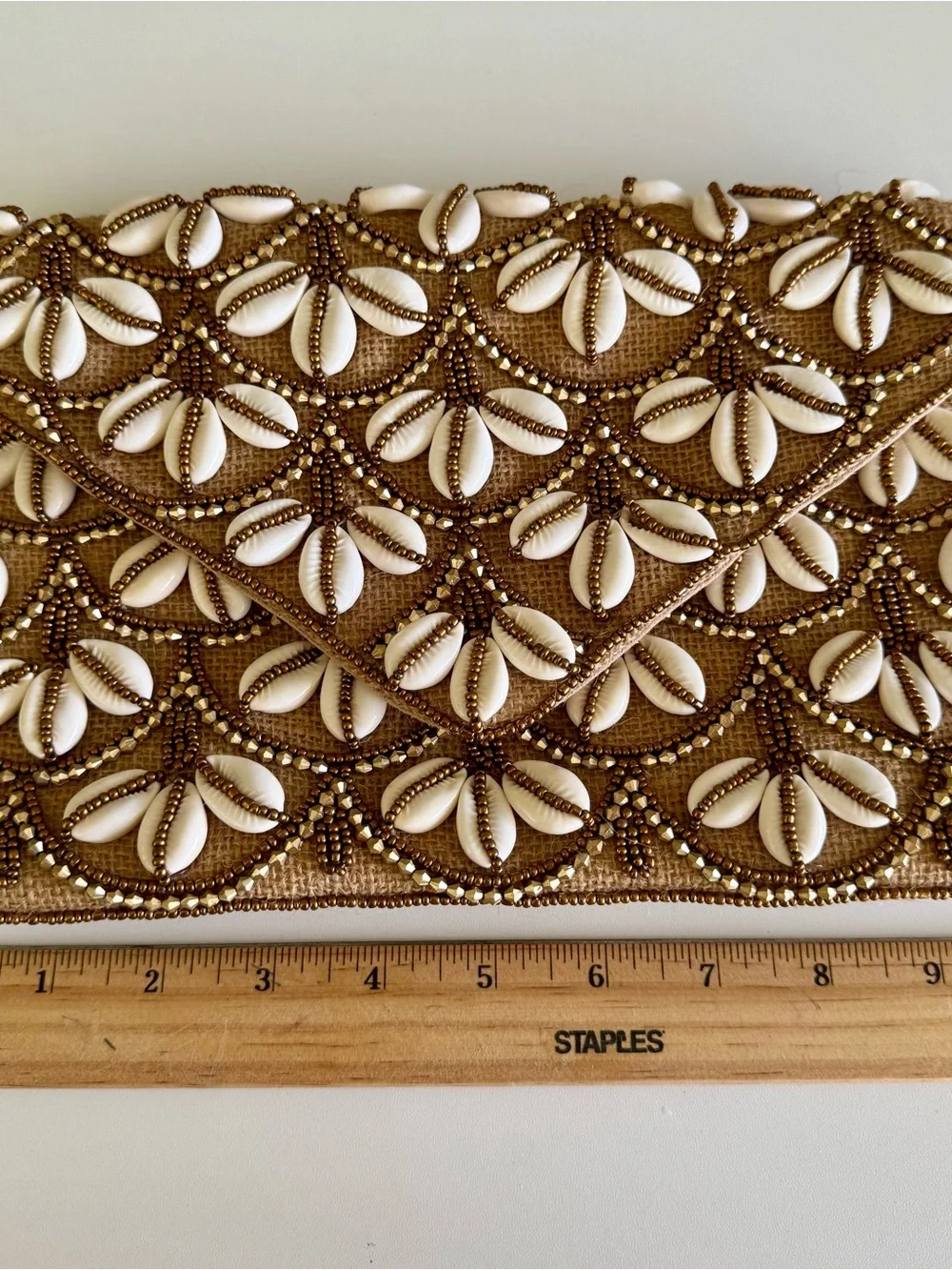 Beautiful bag White Shell & Gold Beaded
